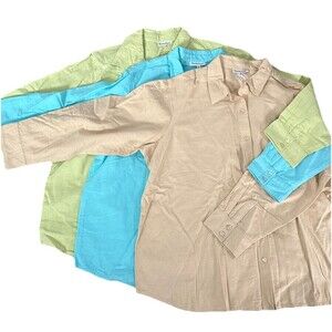 NorthStyle Women's Button Up Shirts Long Sleeve 3X Blue Green Peach Lot Of 3